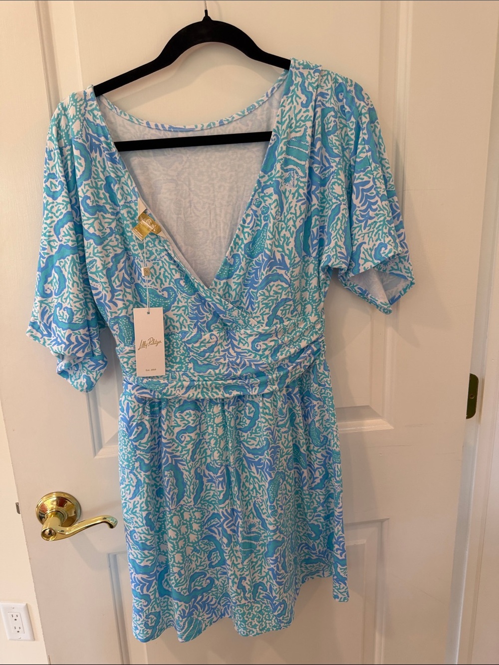 Lilly Pulitzer Aqua & White Wrap Dress